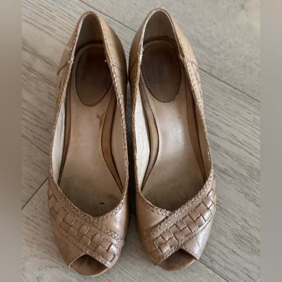 Frye Maya Woven Peep Toe Heeled Shoes Size 6 - Picture 8 of 10